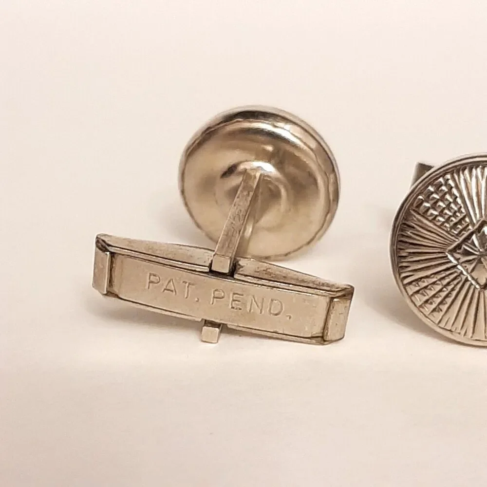 Vintage Silver Tone Men Pat. Pend. Marked Cuff Links